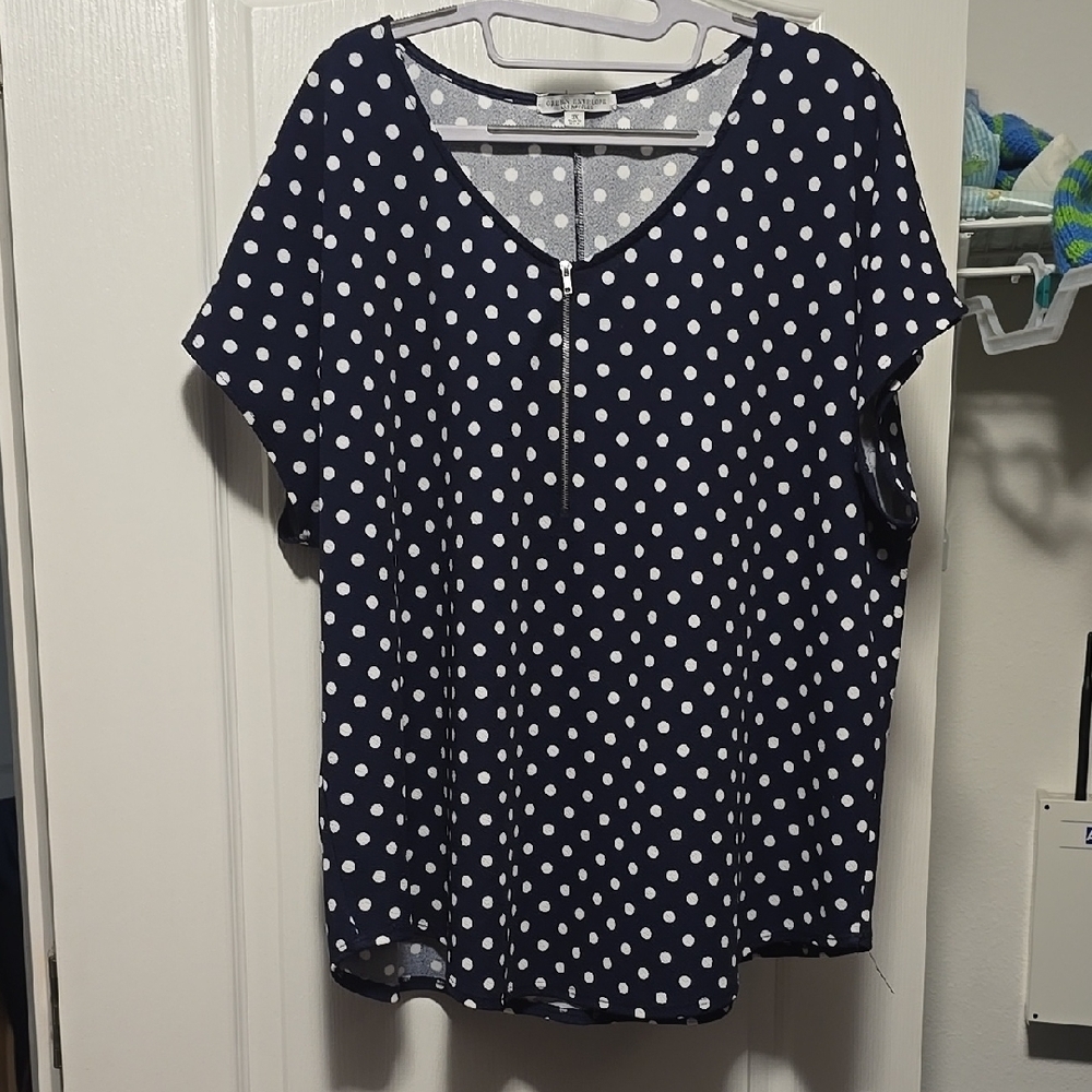 Polka Dot V-Neck Women's Top